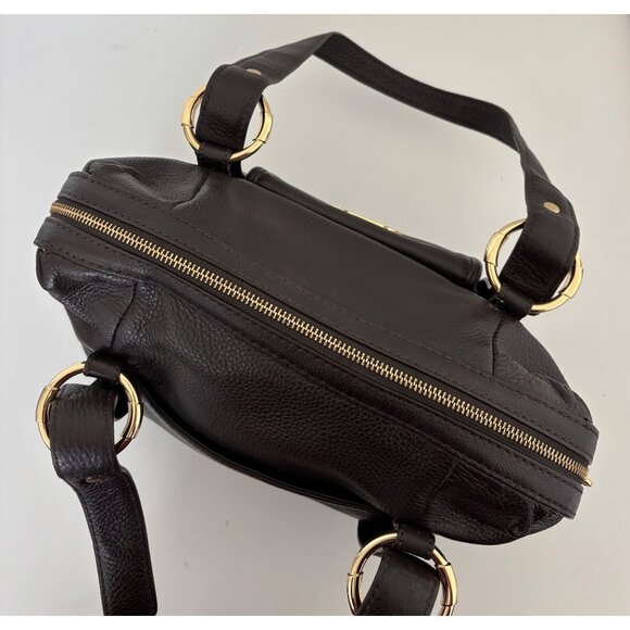 Michael Kors Brown Pebbled Leather Bag Gold Hardware Quiet Luxury Old Money - Picture 8 of 13